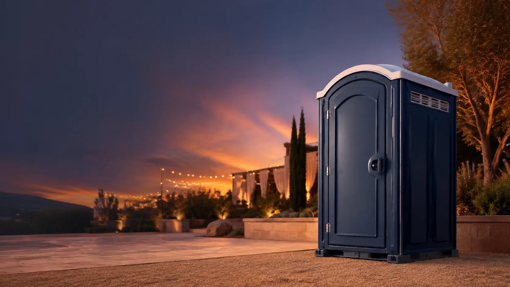 Portable restroom shown for rental planning in Des Plaines, IL